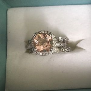 2 ct morganite & sterling silver ring